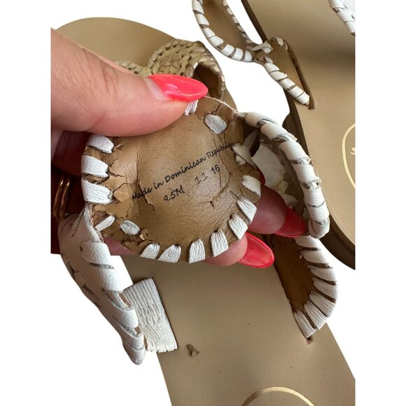 JACK ROGERS White Gold Leather Flat Sandals Size 9.5 - Picture 4 of 6